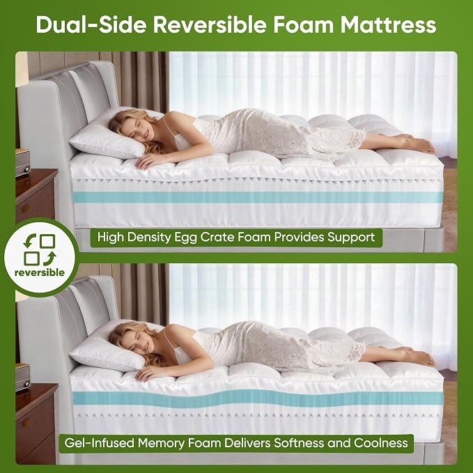 5 Inch King Size Mattress Topper, Memory Foam Mattress Toppers-2.5" Gel Cooling - Image 5