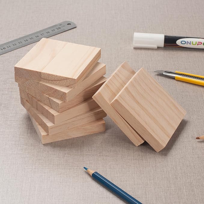 3″ X 3″ Wood Squares Wooden Blocks - Image 2