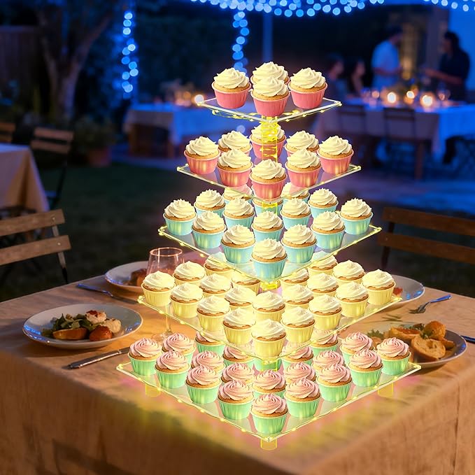 YestBuy 5 Tier Cupcake Stand for 60 Cupcakes, Birthdays and Dessert Tables - Image 6