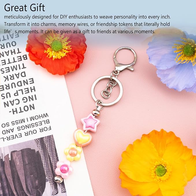 beadable keychains Bulk 8pcs Blank Keychain Making Kit Keychains Accessories - Image 2