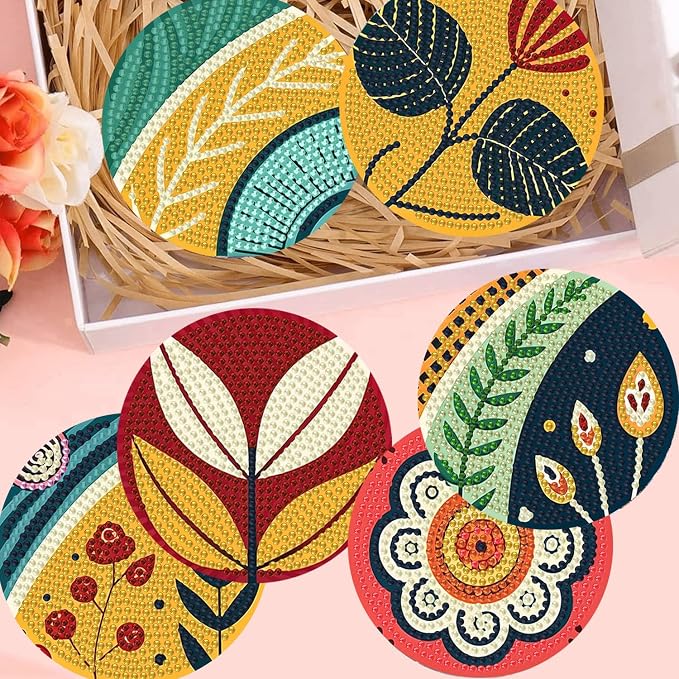 Zythron 8 Pack Diamond Art Coasters Kits, Flowers Diamond Painting Coasters | - Image 7