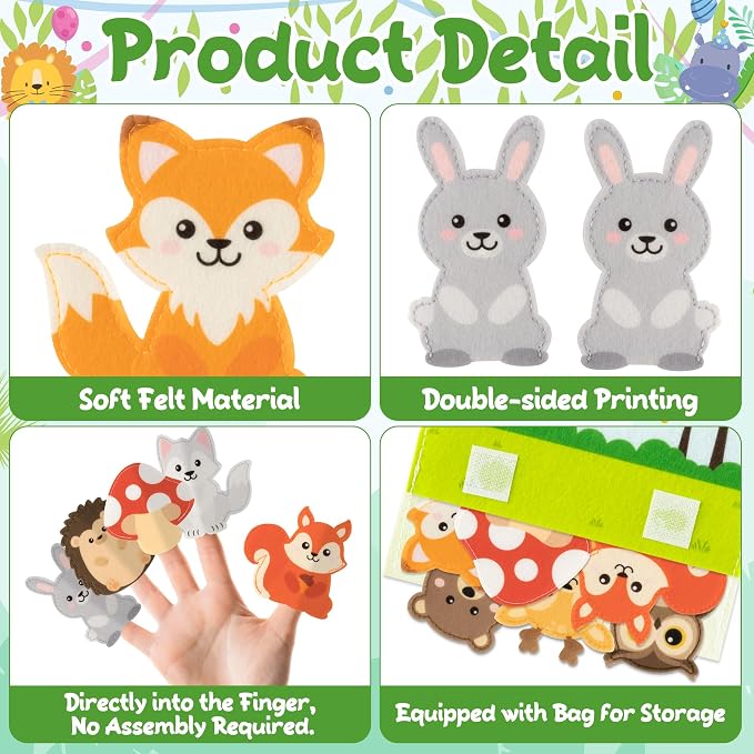 COcnny Woodland Animal Finger Puppets - Image 3