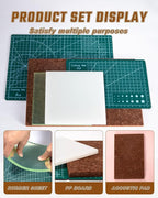 5 Pcs Leather Punch Pads Set， A4+A5 Self Healing Cutting Mats, 15x15cm Rubber - Image 3