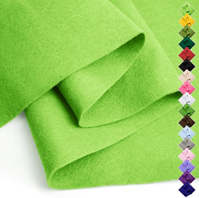 Soft Felt Fabric Sheet 18" x 36", 1.6mm Acrylic Craft Felt, Apple Green | Soft by AblemeDeco