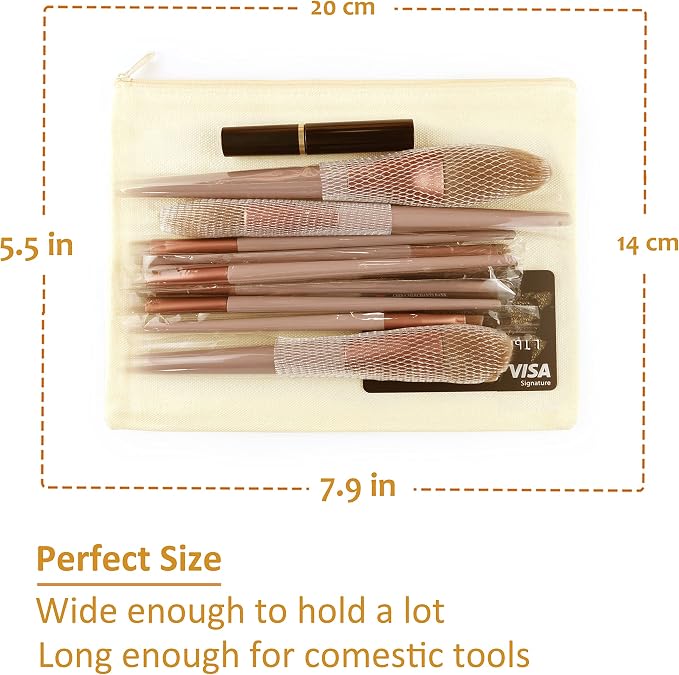 Koolmox Makeup Bags, 12 Canvas Pencil Pouch, Cotton Canvas Toiletry Pouch - Image 2