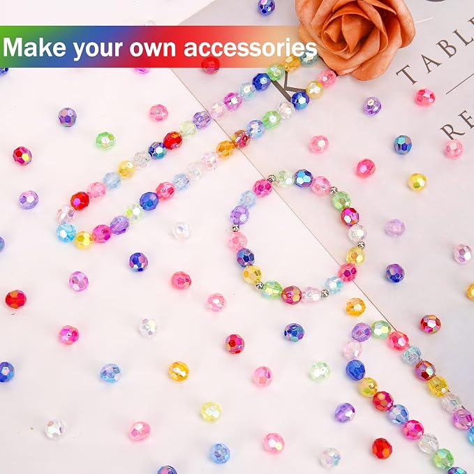 BONNY BOXX 500pcs 8mm Acrylic Faceted Round Crystal Beads Transparent Mix - Image 3