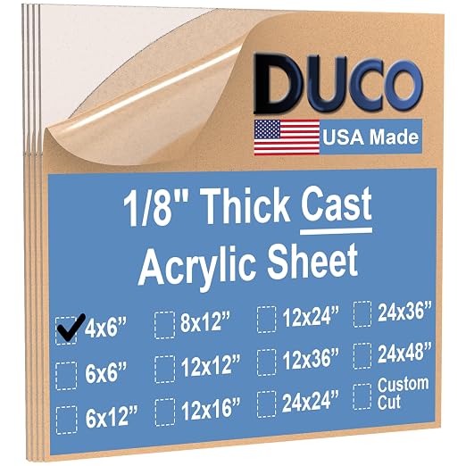 Duco Clear Cast Acrylic Sheets 1/8" Thick 4" x 6" by DucoPlasticsSupply