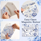 Leather Mahjong Card Clutch Holder Pouch Chinoiserie Floral Mahjong Card Sleeve - Image 4