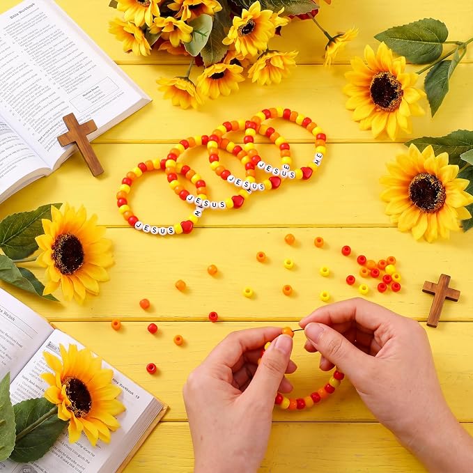 Ferreve 35 Sets Sun Religious Bead Wristband Craft Kit Jesus Love Me Faith DIY - Image 3