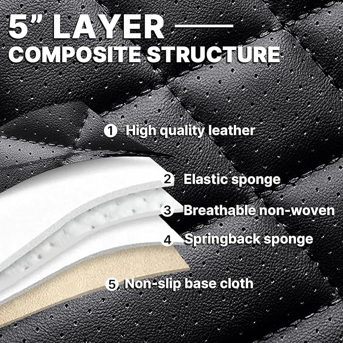 Seat Cover, Universal Leather Seat Covers for Cars, Front Auto Seat Cover, Wear-Resistant Car Seat Cushion, Waterproof Car Seat Protector Auto Vehicle Seat Cover(2 Seat,Black&Red)