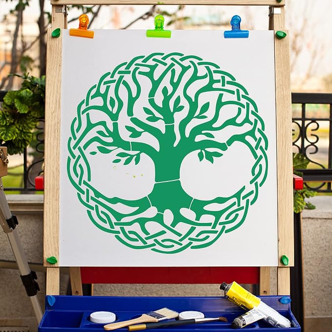 GORGECRAFT 12"X12" Large Tree of Life Templates Round Celtic Triquetra Knot - Image 5