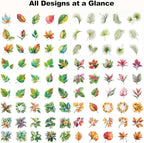 90PCS Leaf PET Stickers — Botanical Designs from Tropical Green to Autumn Maple - Image 5