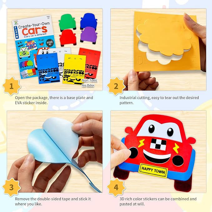 VKPI 4 Pieces EVA Foam Art Crafts Gift Kit, Creative Make Your Own Cars - Image 2