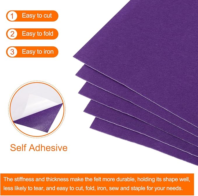 MECCANIXITY Adhesive Felt Sheets, Felt Fabric Crafts Back Adhesive Felt Sheets - Image 4