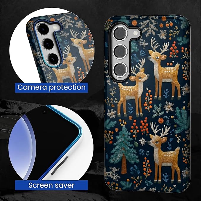 Case for Samsung Galaxy S23 Plus Case, Cute Christmas Reindeer Design Hybrid - Image 2