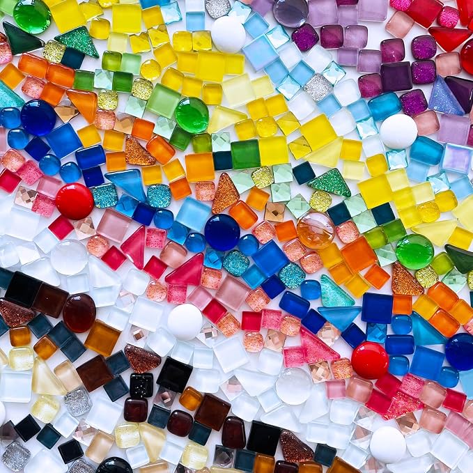 LITMIND Mosaic Tiles for Crafts Bulk, 4.4 LB Crystal Glass Mosaic Pieces - Image 7