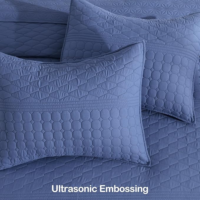 HORIMOTE HOME Denim Blue Twin Size Quilt Set - Image 6