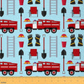 Cute Red Fire Engine Fabric by The Yard by CastleFairy