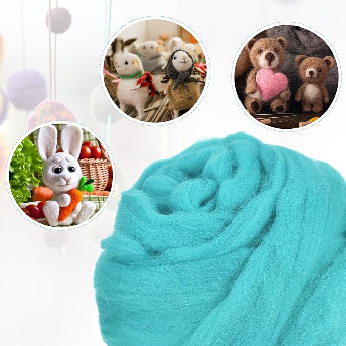 uxcell Needle Felting Wool, 8.5 Oz Nature Fibre Wool Yarn Roving - Image 4