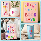 469 Pcs Glitter Foam Stickers, Letter Shapes Stickers, 7 Sheets Colorful 3D - Image 4
