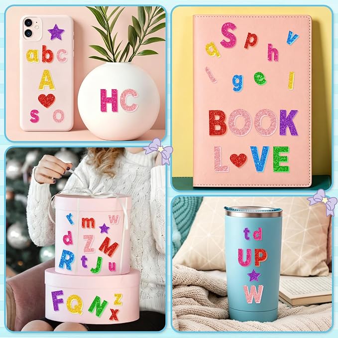 469 Pcs Glitter Foam Stickers, Letter Shapes Stickers, 7 Sheets Colorful 3D - Image 4