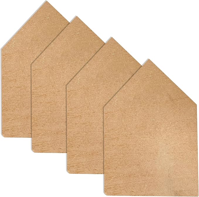 4 Pack 8 Inch Wooden House Shape Block Unfinished Wood Farmhouse Cutouts - Image 6