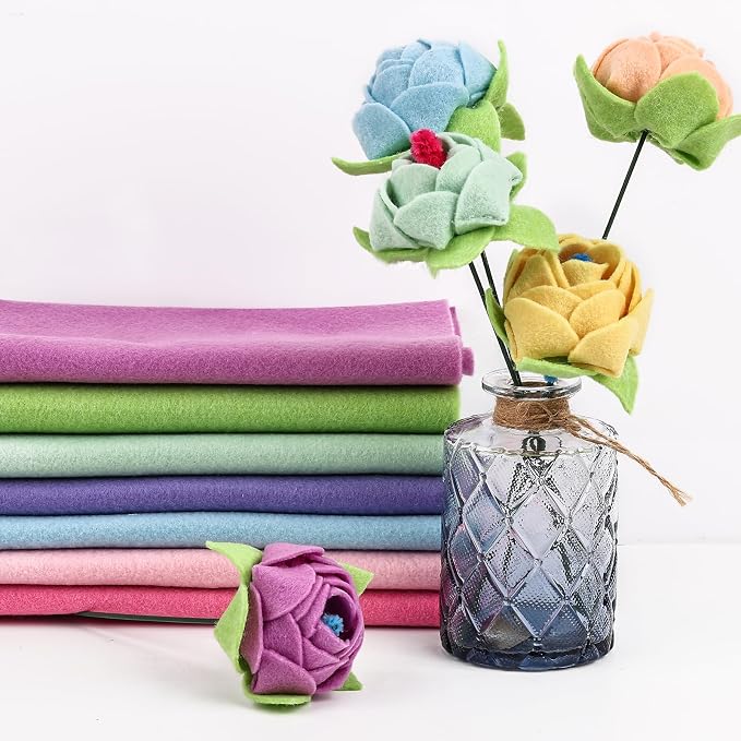 XSEINO 12 Rolls 8"x35" 1.4mm Thick Soft Felt Fabric Sheet 12 Assorted Macarone - Image 4