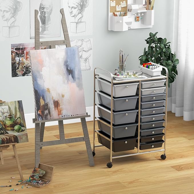 Giantex 15 Drawers Rolling Cart, Classroom Organizers, Storage Cart - Image 2