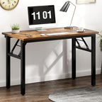 Need Small Folding Computer Desk, 39.4 Inch Writing Table, Rustic Brown | - Image 2