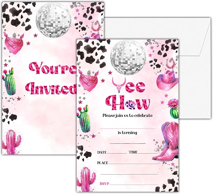 Cowgirl Birthday Invitations, 25 Double-Sided Invitation Cards by seclate