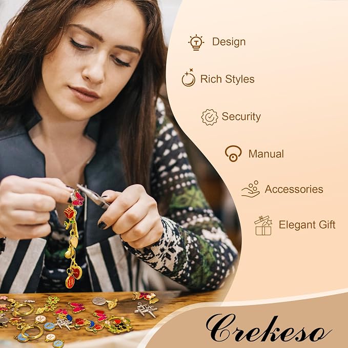 Crekeso 341Pcs Charms Keychain Making Kit, Complete DIY Bag Charm Supplies Kit - Image 7