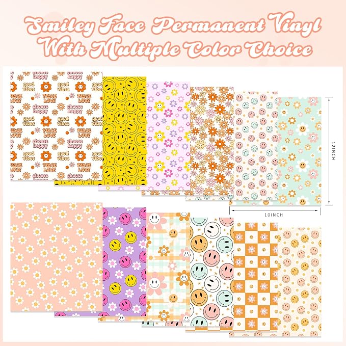 Tintnut Floral Permanent Vinyl 12 Sheets 12''x10'' Permanent Adhesive Vinyl | - Image 2