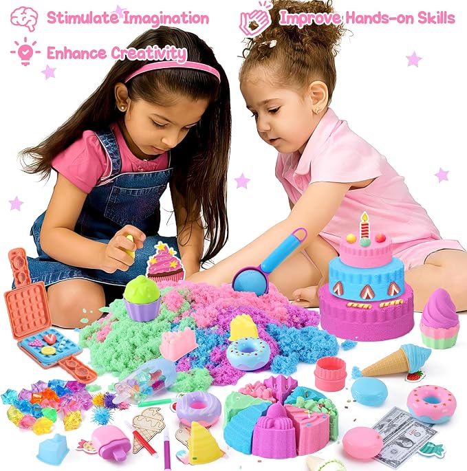 Golray Ice Cream Sensory Bin for Girls, Play Sand Art Kit - Image 6