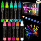 Roizefar Glow in the Dark Paint, 10 Colors 3D Permanent Acrylic Fabric Paints by Roizefar
