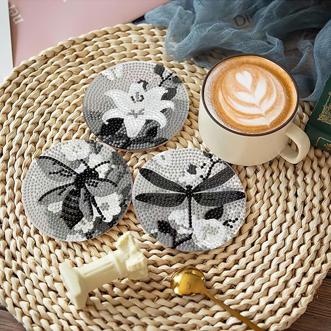 Clendo 8 Pcs Gothic Diamond Art Coasters Kit - Image 4