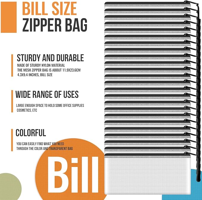 24pcs Mesh Zipper Pouch Bags 9.3 x 4.7 Inches, Travel Cosmetics Organization - Image 7