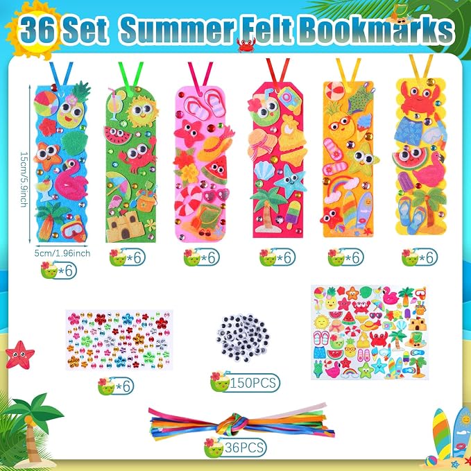 Capoda Summer Bookmark Craft Kits Felt DIY Make Your Own Bookmark - Image 2