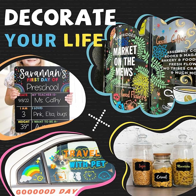 Window Chalk Markers for Glass Washable, 10 Colors Jumbo Liquid Chalk Marker - Image 4