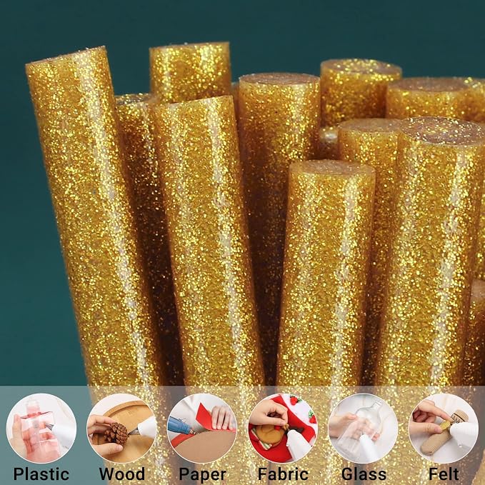 Glitter Gold Hot Glue Sticks, Manarty 48 PCS Full Size Hot Melt Glue Sticks - Image 7