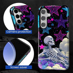 for Samsung Galaxy S25 FE Case, Skull Star Collage Pattern Glossy 2 in 1 - Image 4