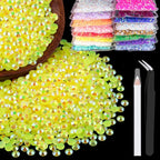 2500pcs 5mm Resin Rhinestones Bulk, Lemon Yellow AB Flatback Round Jelly by BELLEBOOST