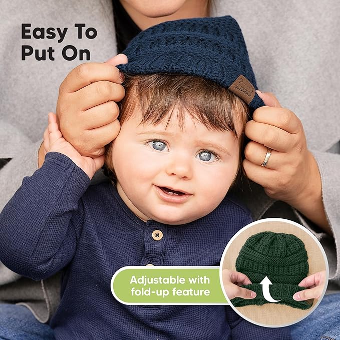 3-Pack Baby Beanies for Boys, Girls - Stretchy Knit Baby Hats, Cute Newborn & Toddler Winter Hat, Soft & Warm Infant Beanie 6-36 Months (Icelandic, M)