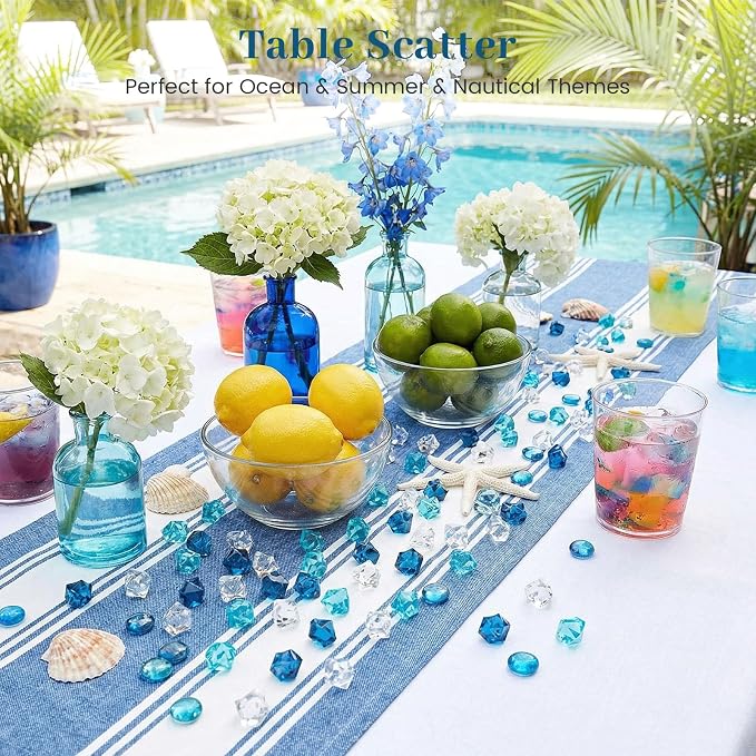 DomeStar 150PCS Assorted Blue Fake Ice Rocks Vase Fillers, Aquarium Gravels - Image 4