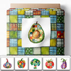 Vegetable Patchwork Cotton Fabric Panel – 6 Designs + Bonus Patchwork Sheet - Image 2
