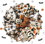 HunnmingRe 20 Pcs 10''x10'' Halloween Quilting Fabric Square Spooky Ghost - Image 7