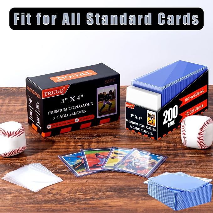 200 Card Sleeves Toploads for Cards, Premium Standard Size Trading Hard Plastic - Image 6