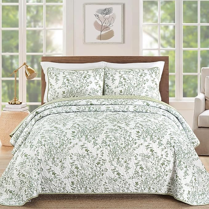 WONGS BEDDING Quilt Full Size, Sage Green Quilt Bedding Set by WONGSBEDDING