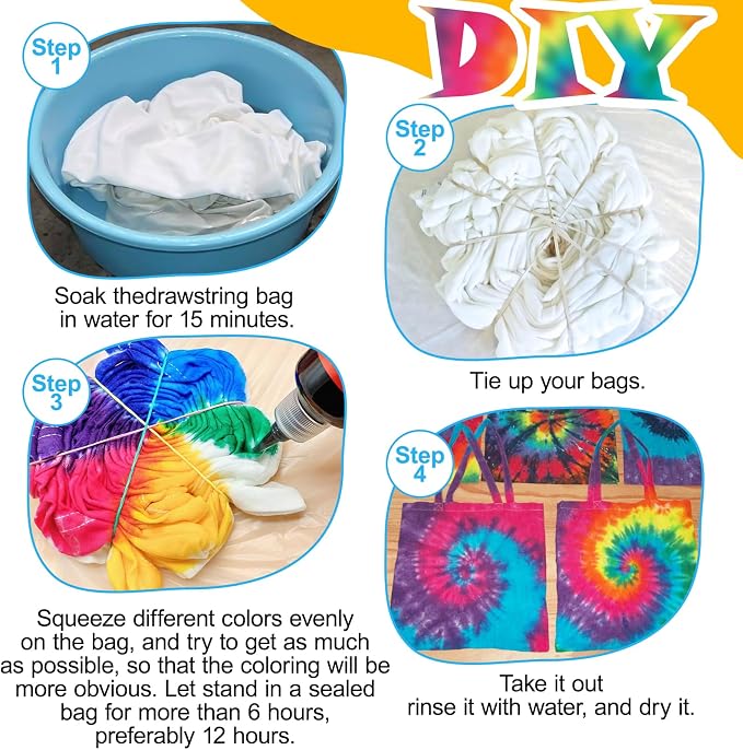 Vodolo White Bags for Tie Dye, Tie Dye Kits for Adults Kids Women Large Groups - Image 5