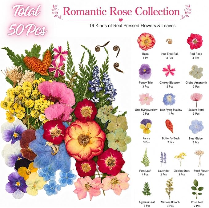 Pressed Dried Flowers for Crafts, Wedding DIY, Jewelry Making, Scrapbooking & - Image 2