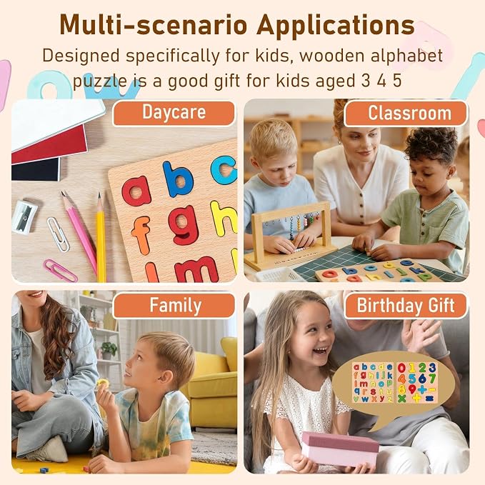 Wooden Puzzles for Toddlers, Bright Colors, 15 numbers puzzles, 26 English - Image 5